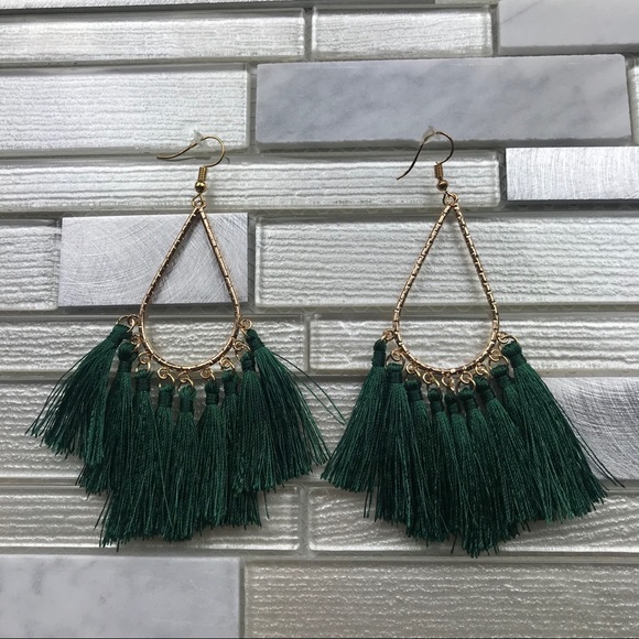Boho Tassel Earrings Green - Picture 1 of 1